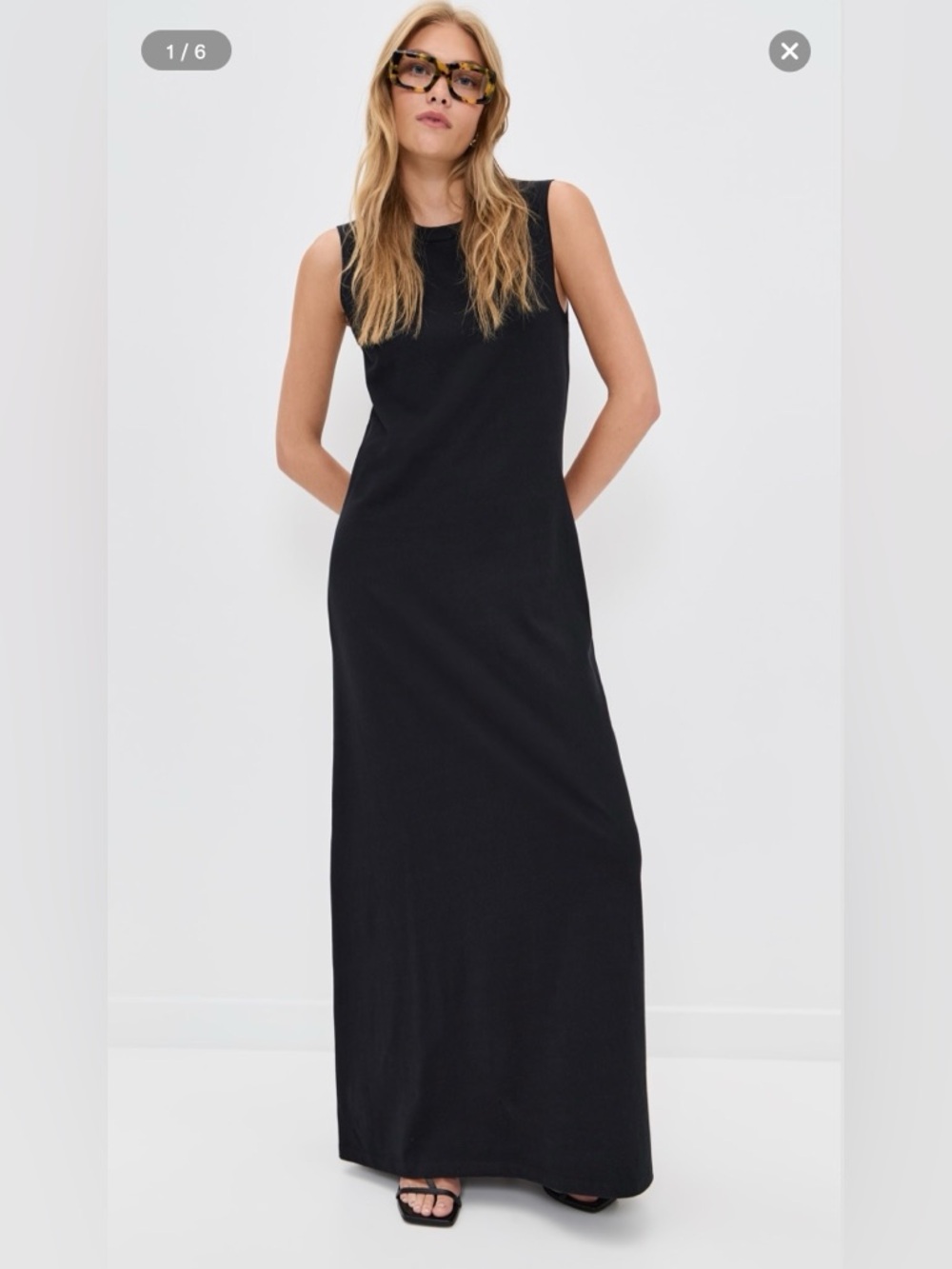 Leset’s Margot Cotton-Jersey Maxi Dress Black Large